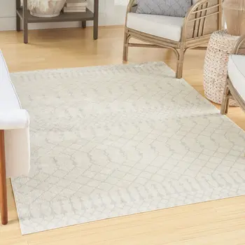 5' X 7' Gray And Ivory Moroccan Washable Area Rug