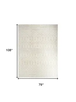 7' X 9' Gray And Ivory Moroccan Washable Area Rug