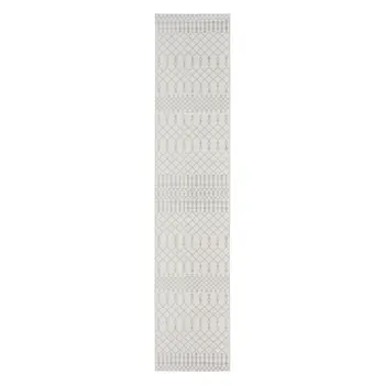 8' Gray And Ivory Moroccan Runner Rug