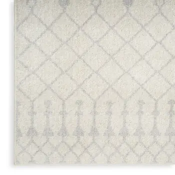 8' Gray And Ivory Moroccan Runner Rug
