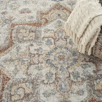 8' X 10' Gray and Ivory Moroccan Power Loom Washable Area Rug