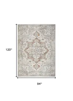 8' X 10' Gray and Ivory Moroccan Power Loom Washable Area Rug