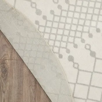 8' Gray And Ivory Moroccan Washable Round Rug