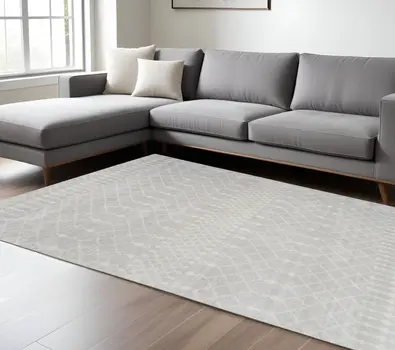 9' X 12' Gray And Ivory Moroccan Washable Area Rug
