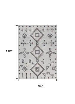 8' X 10' Gray and Brown Geometric Power Loom Washable Area Rug