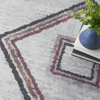 8' X 10' Gray and Brown Geometric Power Loom Washable Area Rug
