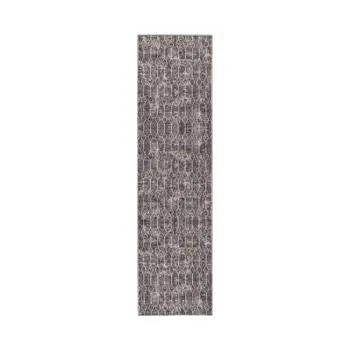 10' Brown Geometric Washable Runner Rug