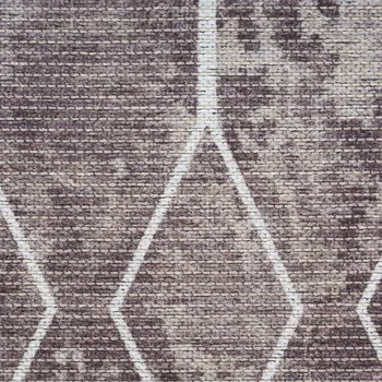 10' Brown Geometric Washable Runner Rug