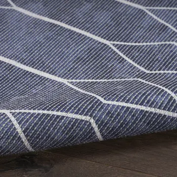 10' Blue Geometric Washable Runner Rug