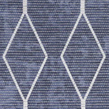 6' X 9' Blue and Ivory Geometric Power Loom Washable Area Rug