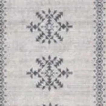 8' Gray Geometric Washable Runner Rug