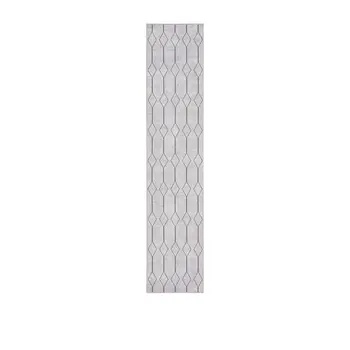 8' Cream Geometric Washable Runner Rug