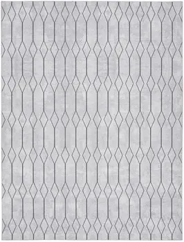9' X 12' Ivory and Gray Geometric Power Loom Washable Area Rug