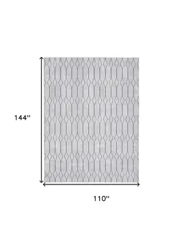 9' X 12' Ivory and Gray Geometric Power Loom Washable Area Rug