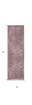 8' Blue and Red Floral Power Loom Distressed Washable Runner Rug