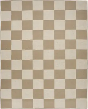 8' X 10' Natural and Ivory Geometric Power Loom Washable Non Skid Area Rug
