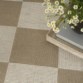 5' X 7' Natural and Ivory Geometric Power Loom Washable Non Skid Area Rug