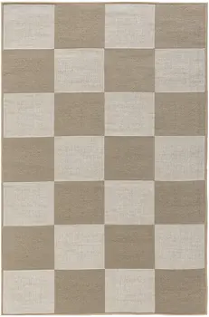 4' X 6' Natural and Ivory Geometric Power Loom Washable Non Skid Area Rug