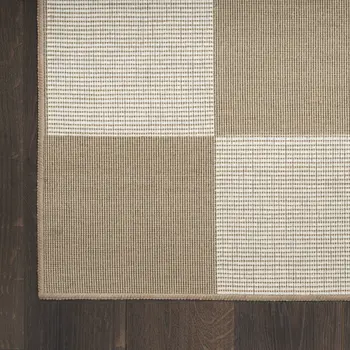 4' X 6' Natural and Ivory Geometric Power Loom Washable Non Skid Area Rug