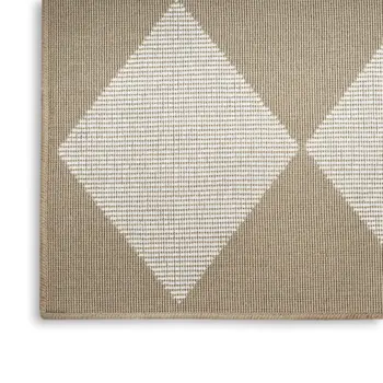 4' X 6' Natural and Ivory Geometric Power Loom Washable Non Skid Area Rug