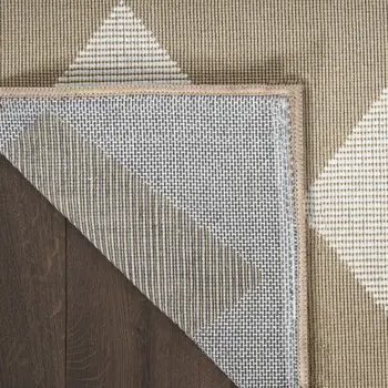 8' X 10' Natural and Ivory Geometric Power Loom Washable Non Skid Area Rug