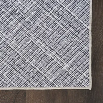 10' Gray Abstract Washable Runner Rug