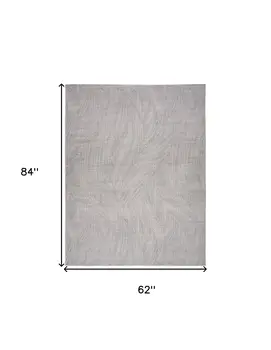 5' X 7' Gray and Ivory Abstract Power Loom Washable Non Skid Area Rug