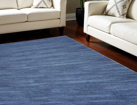 6' X 9' Blue Abstract Power Loom Washable Non Skid Area Rug