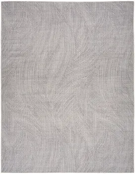 6' X 9' Gray and Ivory Abstract Power Loom Washable Non Skid Area Rug
