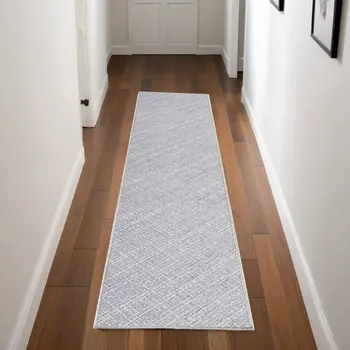 8' Cream Abstract Washable Runner Rug