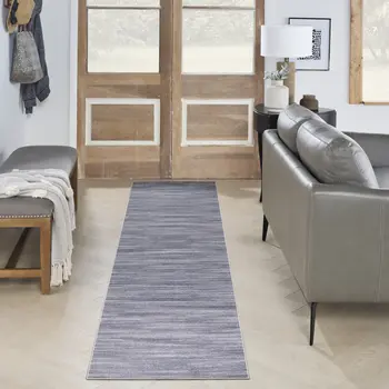 8' Gray Abstract Washable Runner Rug