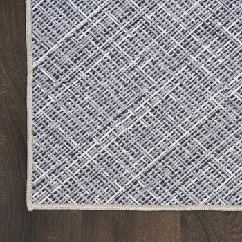 8' Gray Abstract Washable Runner Rug