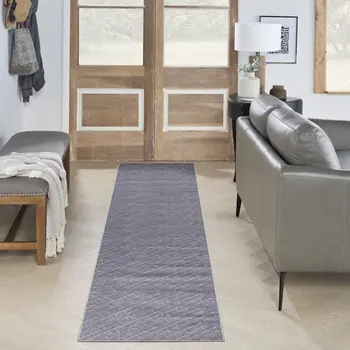8' Gray Abstract Washable Runner Rug