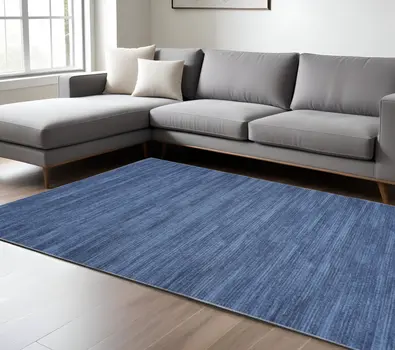 9' X 12' Blue Distressed Washable Area Rug