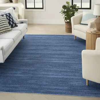 9' X 12' Blue Distressed Washable Area Rug
