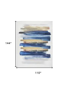 9' X 12' Blue And Gray Abstract Washable Area Rug