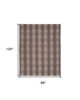 8' X 10' Brown and Ivory Leopard Print Power Loom Washable Non Skid Area Rug