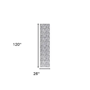 10' Cream Floral Washable Runner Rug