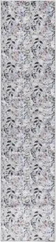 10' Gray And Blue Floral Washable Runner Rug