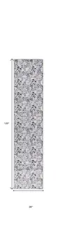 10' Gray And Blue Floral Washable Runner Rug