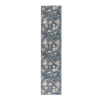 8' Blue Floral Washable Runner Rug