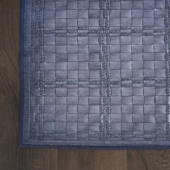 5' X 7' Blue and Gray Geometric Power Loom Washable Non Skid Area Rug