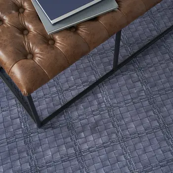 5' X 7' Blue and Gray Geometric Power Loom Washable Non Skid Area Rug