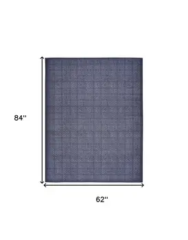 5' X 7' Blue and Gray Geometric Power Loom Washable Non Skid Area Rug