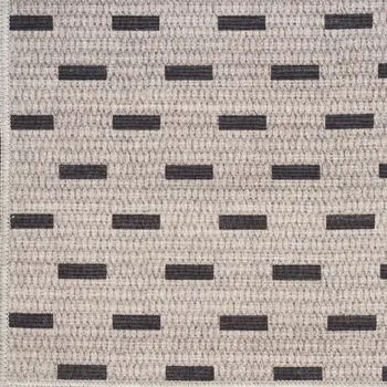 8' Beige And Black Geometric Washable Runner Rug