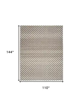 9' X 12' Cream And Black Geometric Washable Area Rug