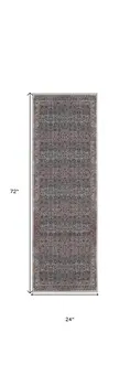 6' Blue and Brown Oriental Power Loom Distressed Washable Non Skid Runner Rug