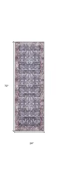 6' Blue and Ivory Oriental Power Loom Distressed Washable Non Skid Runner Rug