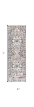 6' Pink And Blue Oriental Distressed Washable Runner Rug
