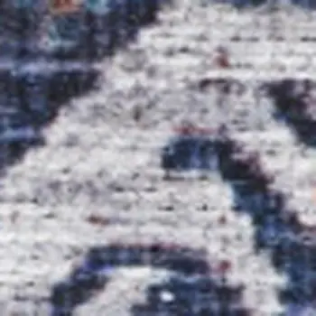 8' X 10' Blue and Red Oriental Power Loom Distressed Washable Non Skid Area Rug